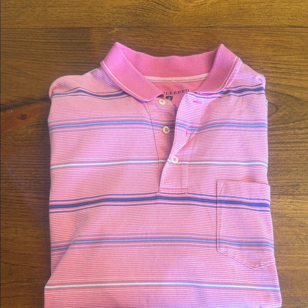 Pink Striped mens Polo Shirt